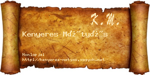 Kenyeres Mátyás névjegykártya